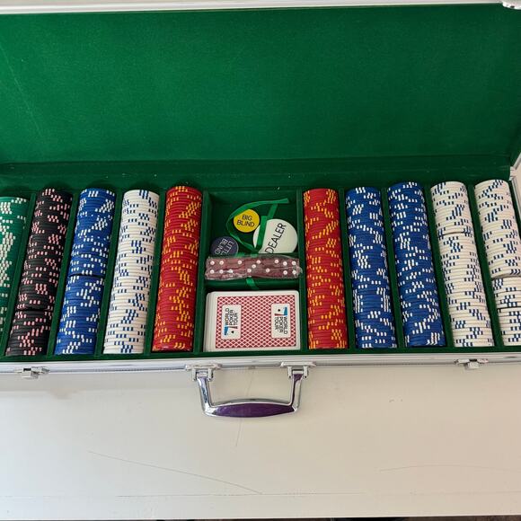 Poker Chip Set for Texas Holdem, Blackjack, Gambling with Carrying Case, - Picture 2 of 6